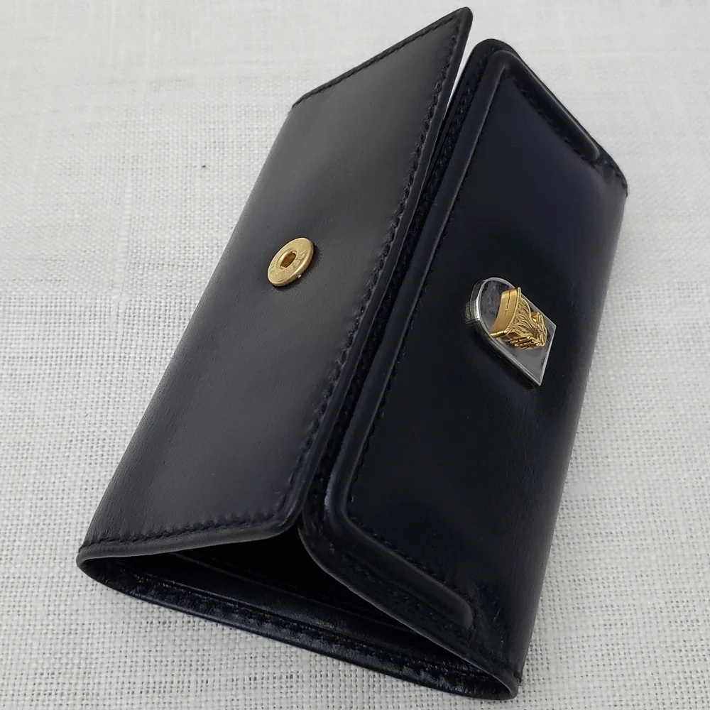 Mark Cross 1845 Leather Key Case Black and Brass Key Holder